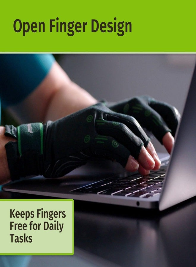 Hempvana Green Relief Compression Gloves, As Seen On TV, Arthritis Relief for Hands, Fingers & Wrists, Adjustable, Non-Slip - Image 5