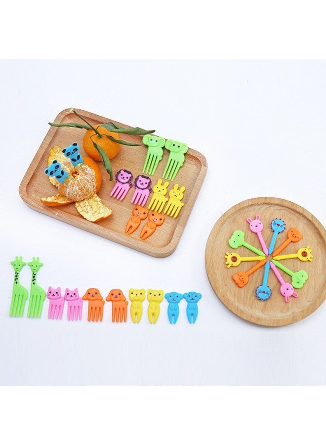 Cute Animal Cartoon Fruit Fork Household Food Grade Safety Fruit Sign Children Baby Special Fruit Sign Wholesale-Specifications:Split Leaves 10pc Fruit Fork Paper Card Set  - Image 3