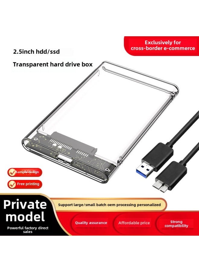 USB2.0/3.0/3.1 Transparent High-speed Mobile Hard Disk Box 2.5 Inch Serial Notebook Hard Drive Box Manufacturers-Color:White USB2.0 SATA Serial Port  - Image 2