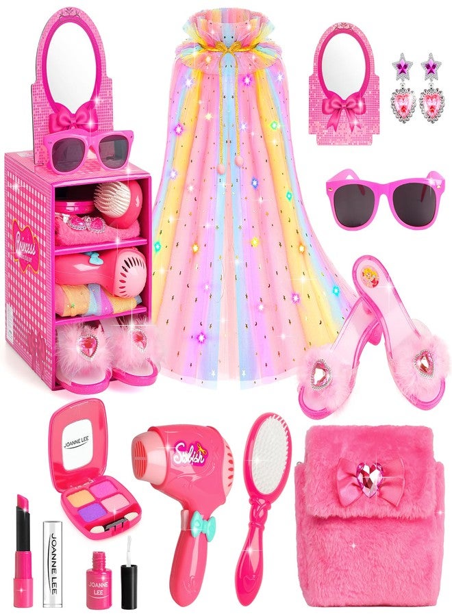 STOPKLAS Princess Light Up Cape Dress Up Shoes, Kids Pretend Makeup Set for Girls Pretend Play Beauty Hair Salons Toys Gift for 3-6 Toddler Little Girls - Image 1