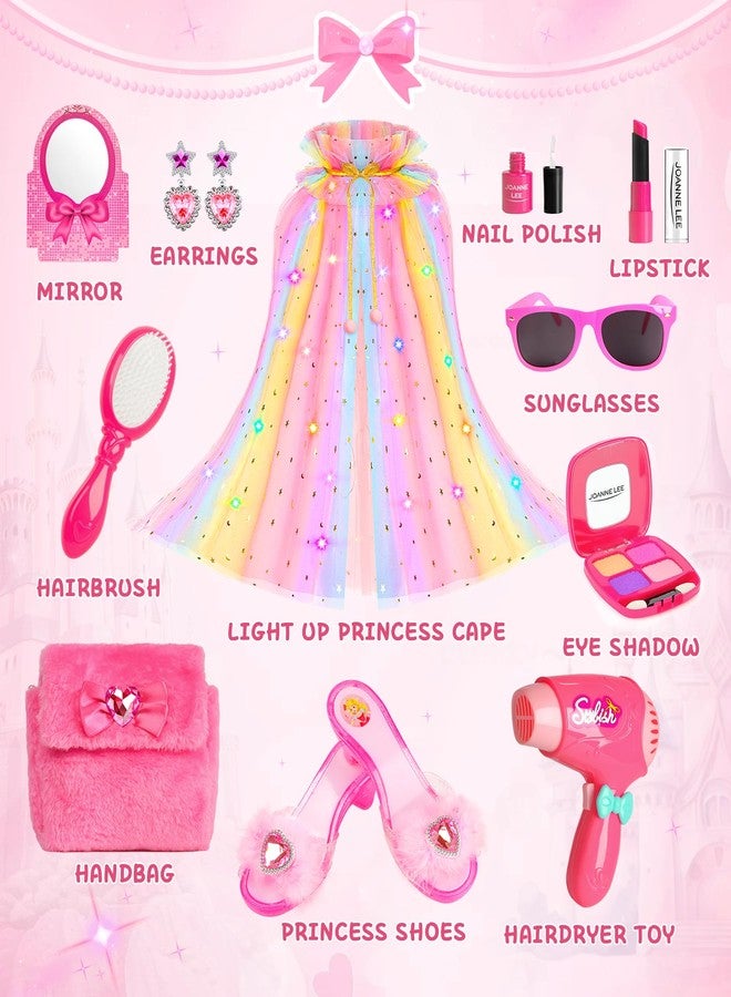 STOPKLAS Princess Light Up Cape Dress Up Shoes, Kids Pretend Makeup Set for Girls Pretend Play Beauty Hair Salons Toys Gift for 3-6 Toddler Little Girls - Image 2
