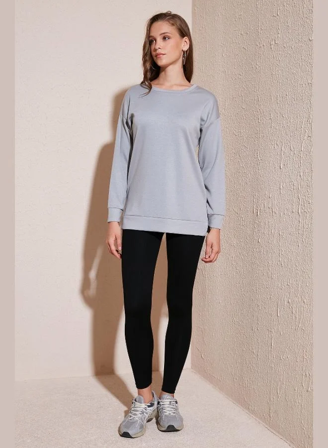 Lela Lela Stretch Oversize Fit Crew Neck Modal Fabric Sweatshirt Women's SWEAT 5865877