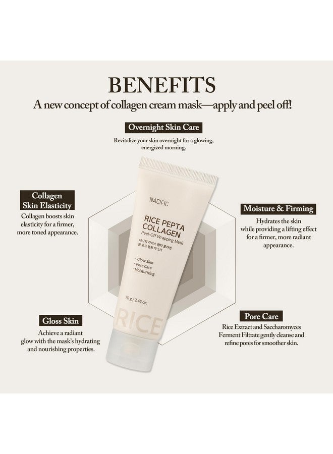 NACIFIC Rice Pepta Collagen Peel-Off Wrapping Mask 2.46oz. 70g Korean Skin Care Face Mask Hydrating Overnight Elasticity Firming Pore Minimizing Glow Glass Skin for All skin types - Image 4