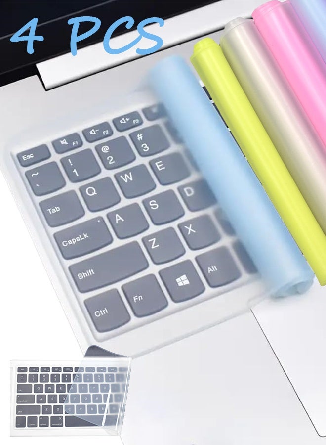 4 قطع من غطاء حماية لوحة مفاتيح سيليكون عالمي مقاس 12.2 بوصة × 5.1 بوصة لأجهزة الكمبيوتر المحمولة مقاس 13.3 بوصة و14 بوصة (بدون لوحة مفاتيح رقمية)، غطاء حماية رفيع للغاية مقاوم للماء والغبار (شفاف، أزرق، وردي، أصفر) - Image 1