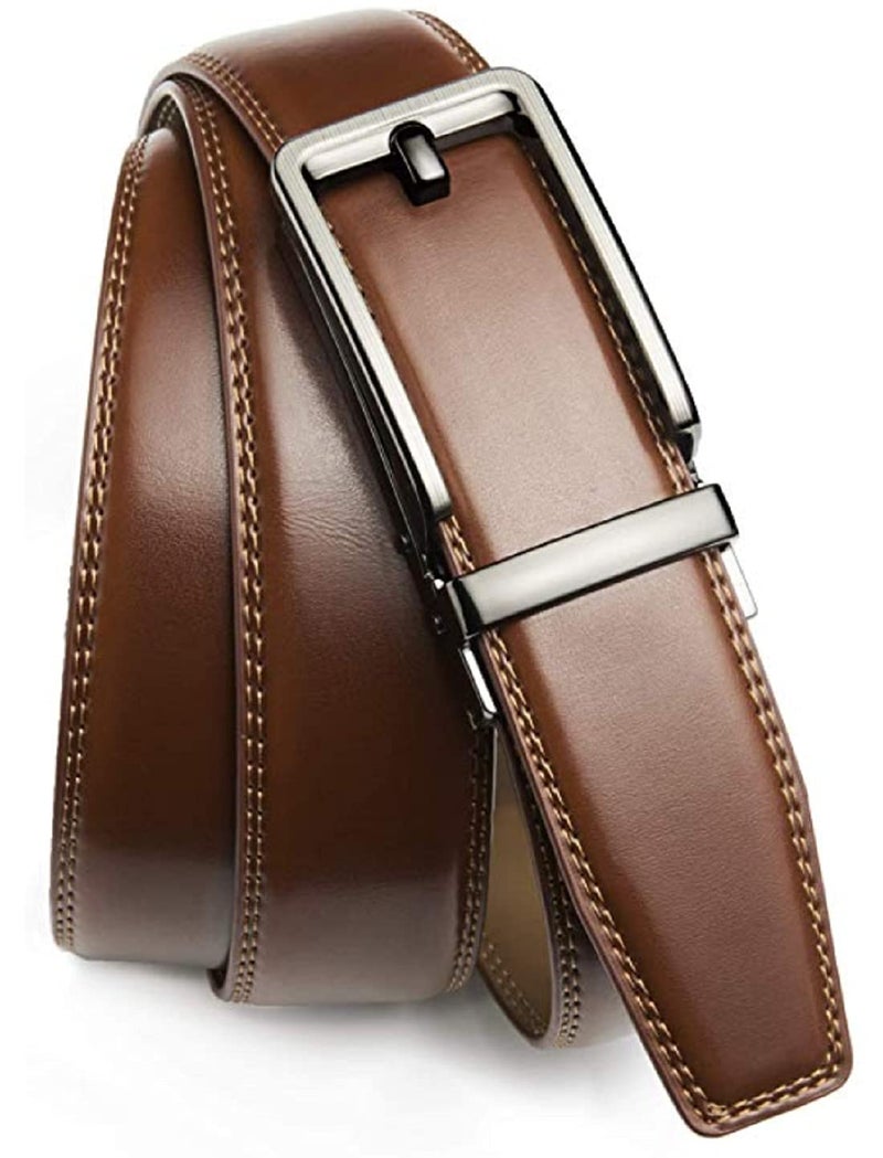 CONTACTS حزام جلد طبيعي للرجال من كونتاكتس مع مشبك قفل تلقائي قابل للتعديل بسهولة - حزام قابل للتعديل الدقيق يناسب كل مكان | رسمي وغير رسمي | علبة هدية أنيقة - Image 1