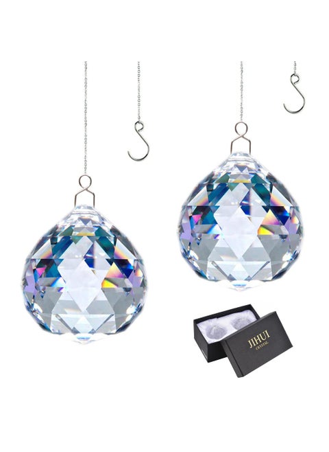 Suncatcher Crystals Ball Prism Window Rainbow Maker with Chain for Easy Hanging 40 mm 2 Pack
