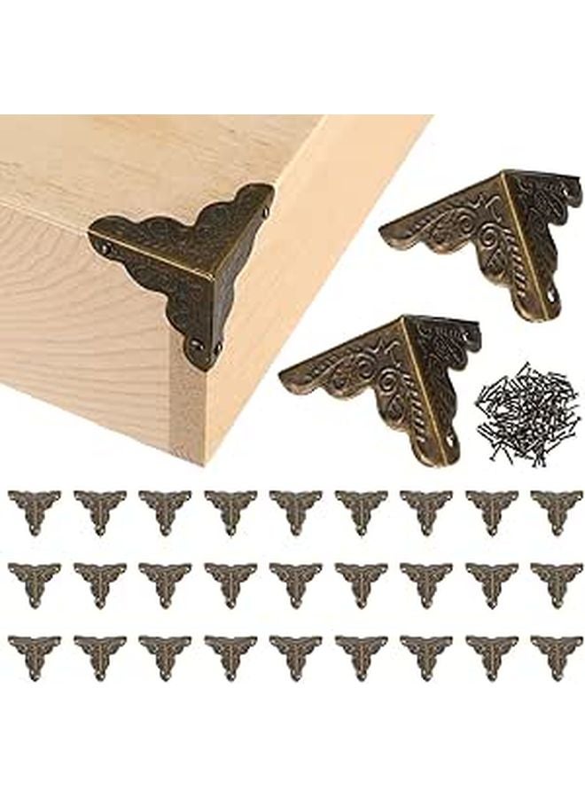 Vintage Bronze Metal Corner Guards 25mm 30pcs with Nails for Furniture Edge Protection - Image 1
