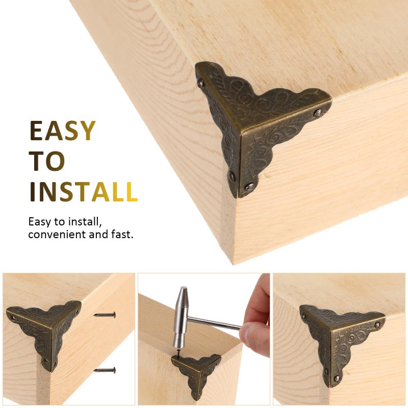 Vintage Bronze Metal Corner Guards 25mm 30pcs with Nails for Furniture Edge Protection - Image 3