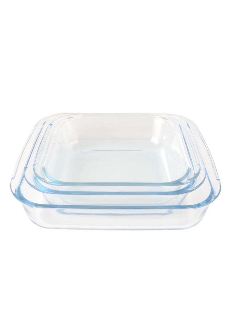 Mirolex A set 3pc Square  Glass Oven Tray - Image 2