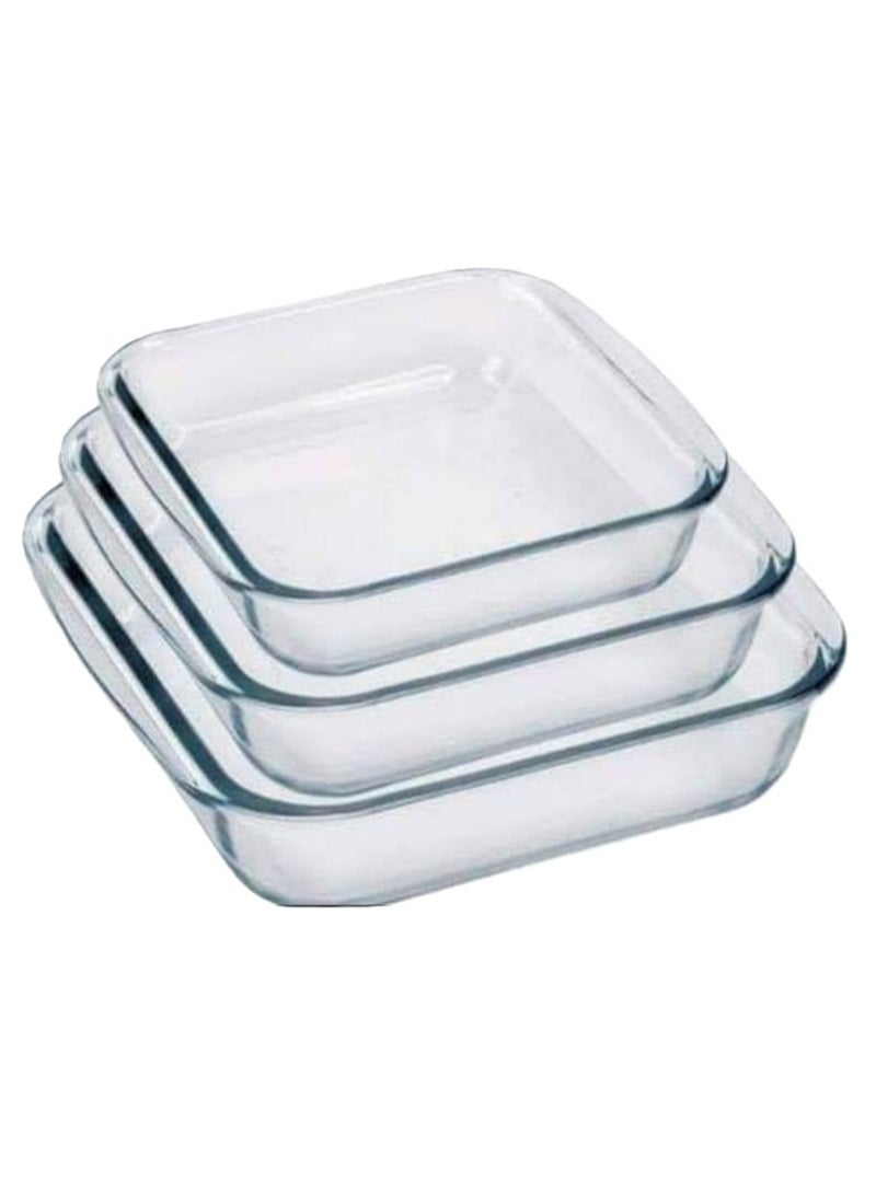 Mirolex A set 3pc Square  Glass Oven Tray - Image 1