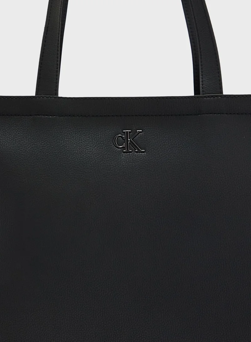CALVIN KLEIN Logo Detailed Zip Over Tote