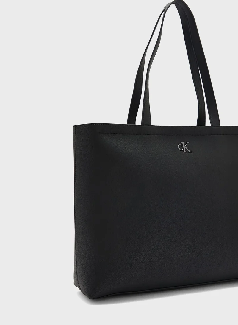 CALVIN KLEIN Logo Detailed Zip Over Tote