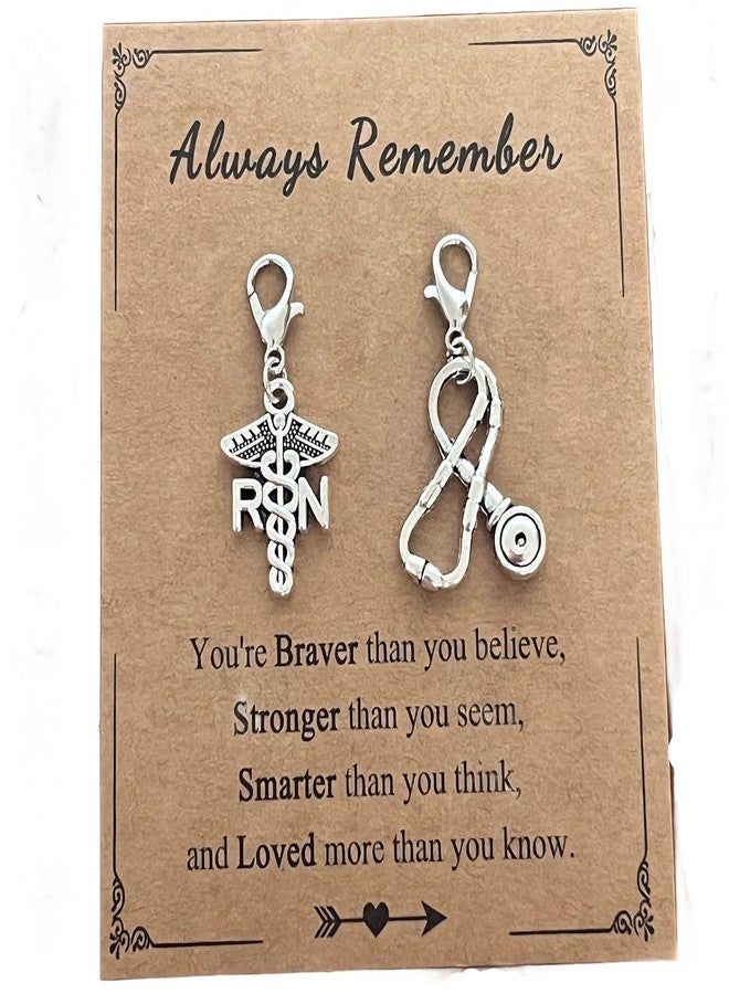 AMOBESTER Registered Nurse Clip-on Charm RN Pendant Zipper Pull Charm with Lobster Clasp RN Jewelry for New Nurses Medical Student - Image 1