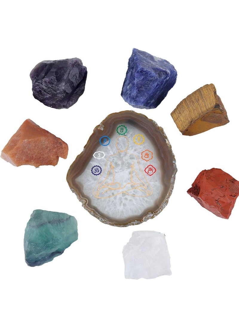 SUNYIK SUNYIK 7 Chakras Healing Crystals Kits Set, Natural 7 Chakra Stones Set,with Chakra Agate Slab 