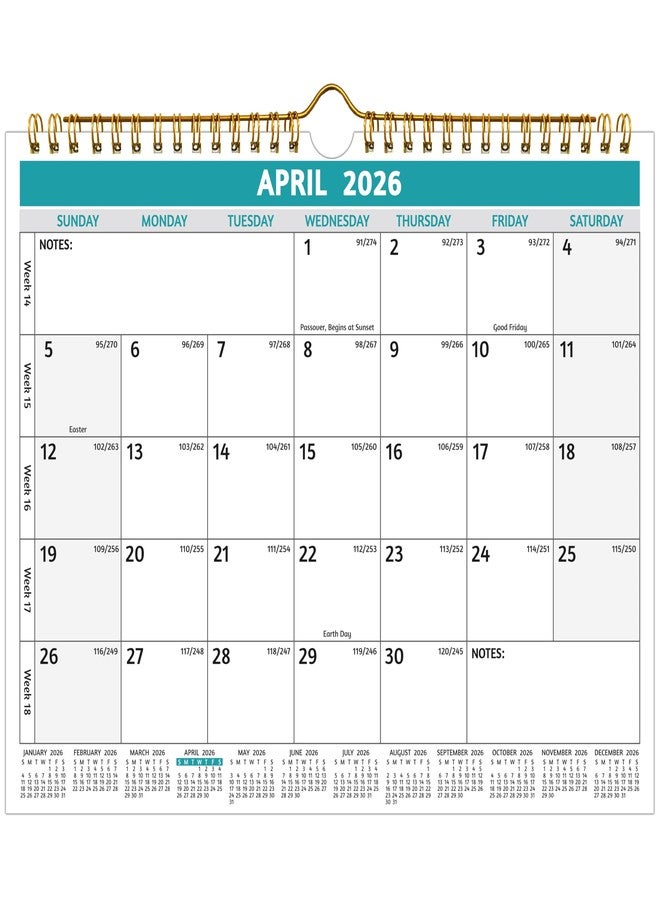 BowCuk Wall Calendar 2026-2027 - Run Now to Jun 2027, 11 x 8.5 In, 20 Months Calendar, Small Monthly Calendar 2025-2027 Wall, with Thick Paper, Holidays, Julian Dates ＆ Notes, Colorful Design - Image 1