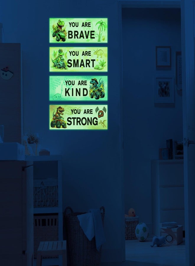 Robmoda Glow in The Dark Inspirational Dinosaur Truck Wall Stickers, Cool Dino Truck Wall Decals for Kids Room, You are Brave Positive Words Ceiling Decor, Toddler Bedroom Home School Nursery - Image 5