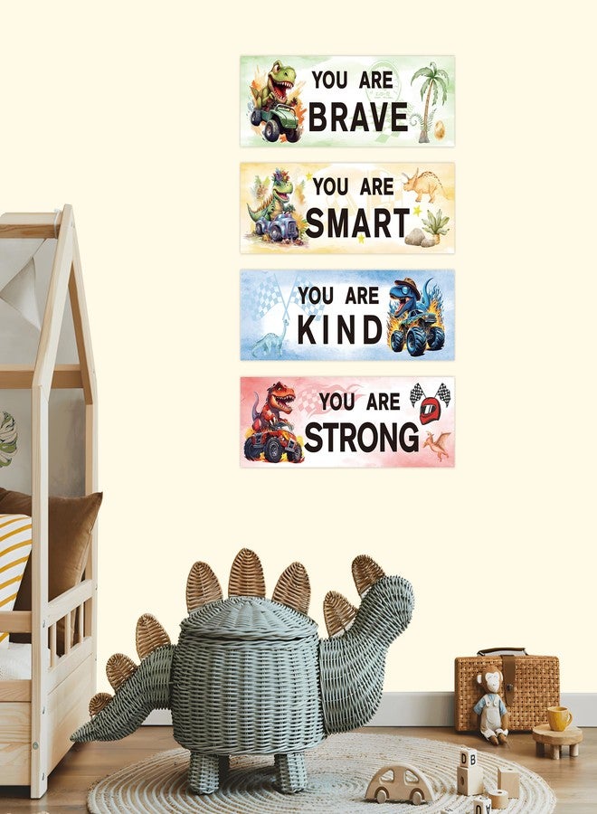 Robmoda Glow in The Dark Inspirational Dinosaur Truck Wall Stickers, Cool Dino Truck Wall Decals for Kids Room, You are Brave Positive Words Ceiling Decor, Toddler Bedroom Home School Nursery - Image 4