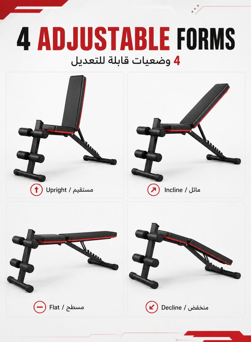 RUIYADA Adjustable Weight Bench Full Body Workout Multi-Purpose Foldable Incline Decline Exercise Workout Bench for Home Gym - Image 5