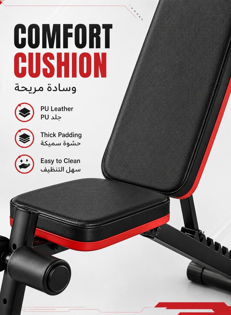 RUIYADA Adjustable Weight Bench Full Body Workout Multi-Purpose Foldable Incline Decline Exercise Workout Bench for Home Gym - Image 4