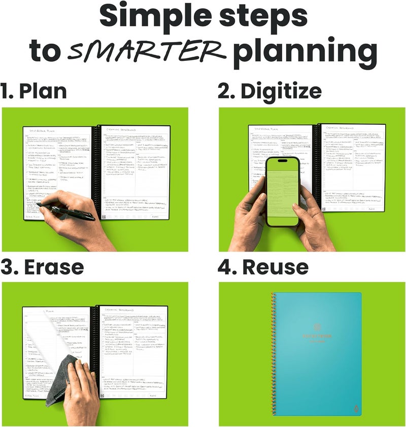 Rocketbook Flex Reusable Planner, Smart Undated, Daily, Weekly, Monthly, Annual Calendar Templates, Executive Size 6X8.8, Teal (Pack of 1) - Image 2