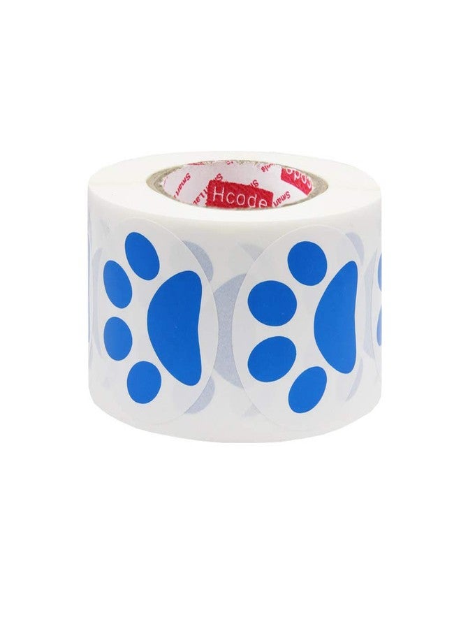 Hcode 1.5" Round Blue Bear Paw Print Stickers Dog Puppy Paw Stickers 500 Pieces per Roll (1 roll, Blue) - Image 2