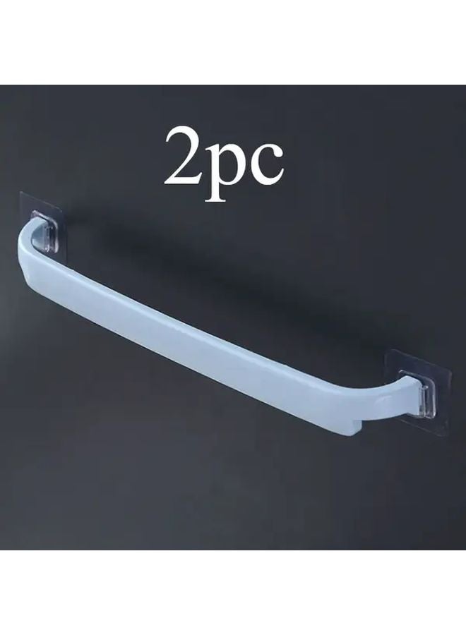2pcs Blue Self Adhesive Wall Mounted Towel Holder Bathroom Organizer Rack Spacesaving - Image 1