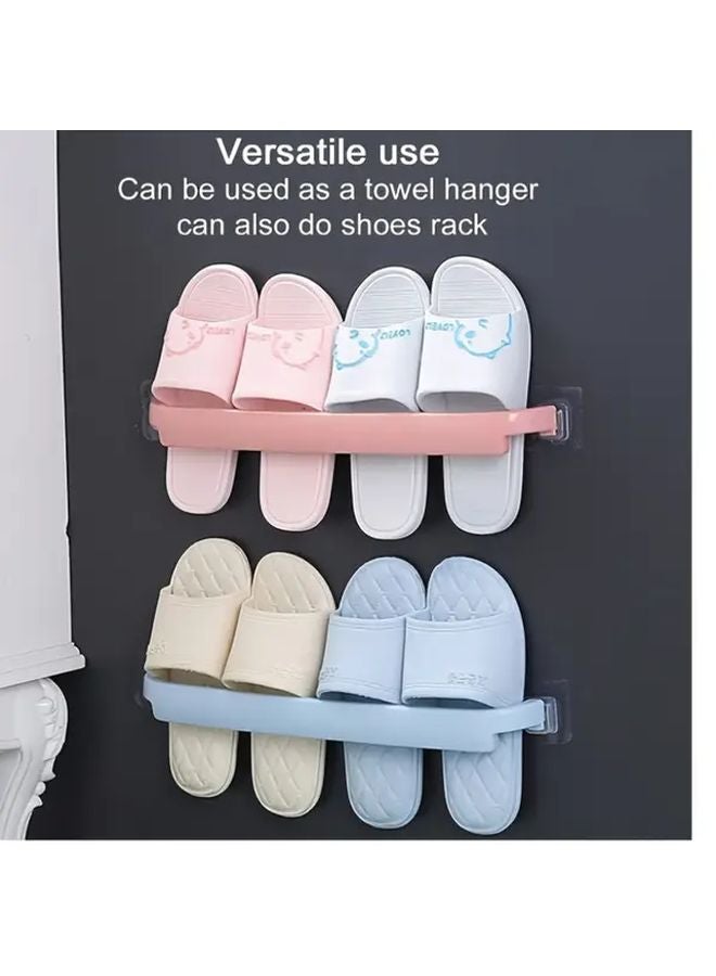 2pcs Blue Self Adhesive Wall Mounted Towel Holder Bathroom Organizer Rack Spacesaving - Image 4