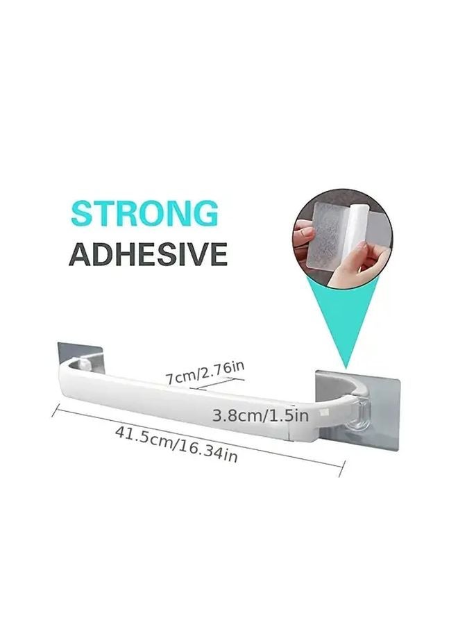 2pcs Blue Self Adhesive Wall Mounted Towel Holder Bathroom Organizer Rack Spacesaving - Image 5