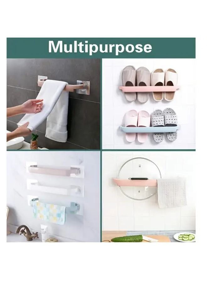 2pcs Blue Self Adhesive Wall Mounted Towel Holder Bathroom Organizer Rack Spacesaving - Image 2