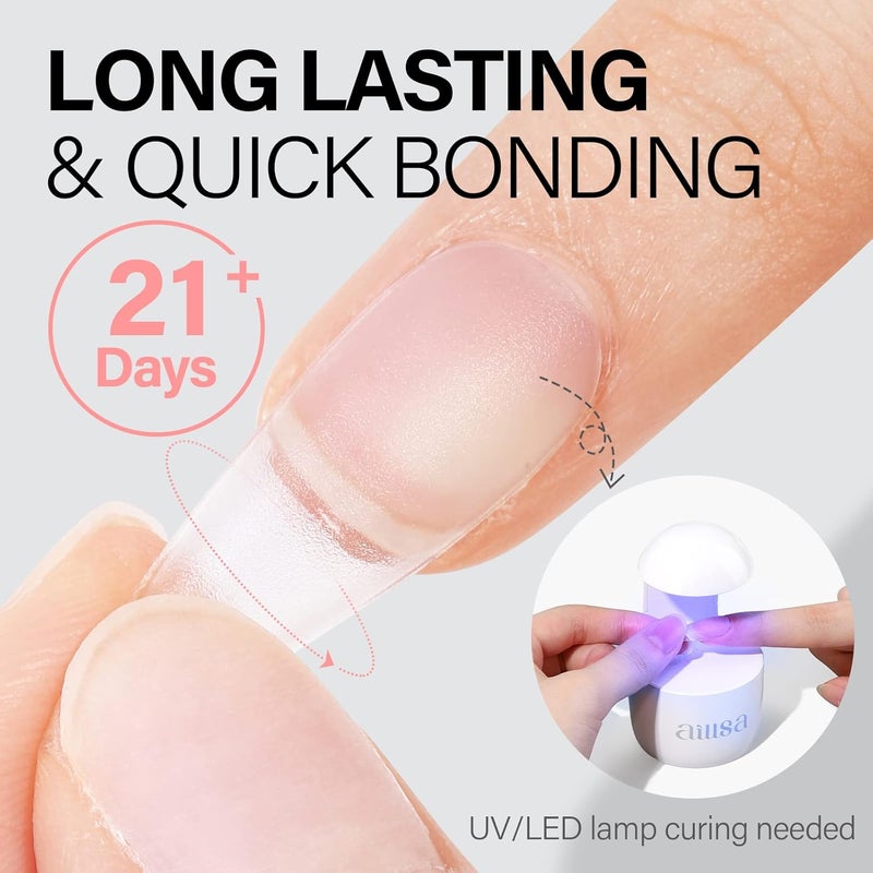 AILLSA 2PCS Gel Nail Glue for Acrylic Nails, 4 in 1 Super Strong Nail Gel Glues for False Nail Tips U V Curing Needed, 15ml High Capacity Gel Extension Brush On Nail for Rhinestone Pearl Foil Multiple sizes - Image 3
