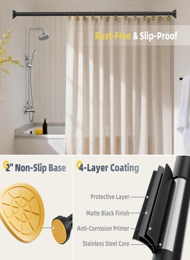 STARLATTA Long Tension Shower Curtain Rod 31-120 Inch (10ft): 1.1" Dia Rustproof Stainless Steel, No Drilling Heavy Duty, Adjustable Room Divider for Bathroom Window, Matte Black - Image 5