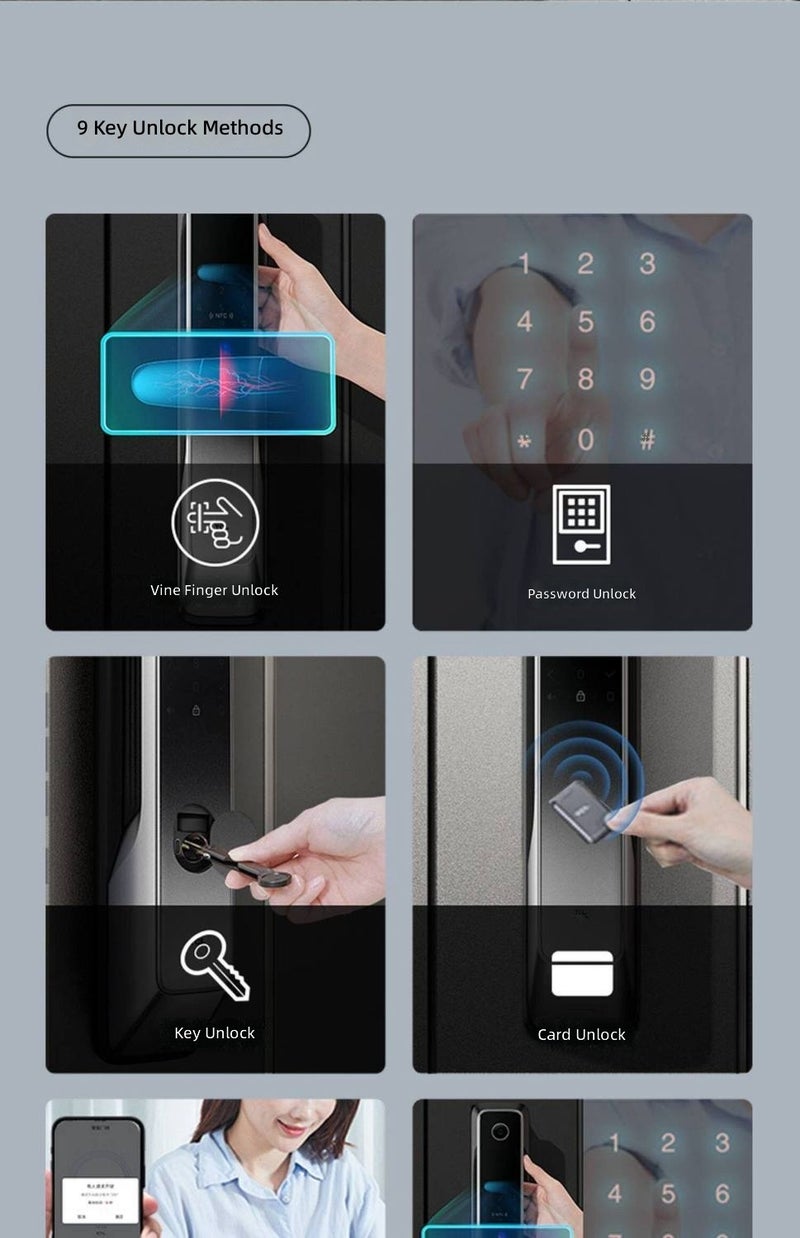 تي سي إل قفل غرفة نوم ذكي TCL P10 بكاميرا مزدوجة وفتح بالبصمة والرمز السري - Image 4