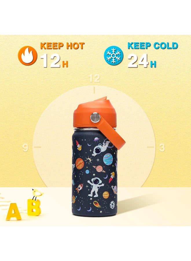 ZERIFAM Kids Water Bottle with Straw, 12oz Kids Insulated Water Bottle with Big Handle, Double Wall 18/8 Stainless Steel, Gift for Kids Girls to School Travel Sports, Hands Wash Only - Image 5