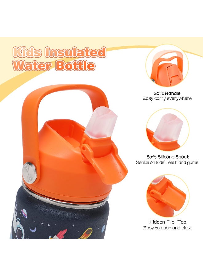 ZERIFAM Kids Water Bottle with Straw, 12oz Kids Insulated Water Bottle with Big Handle, Double Wall 18/8 Stainless Steel, Gift for Kids Girls to School Travel Sports, Hands Wash Only - Image 3