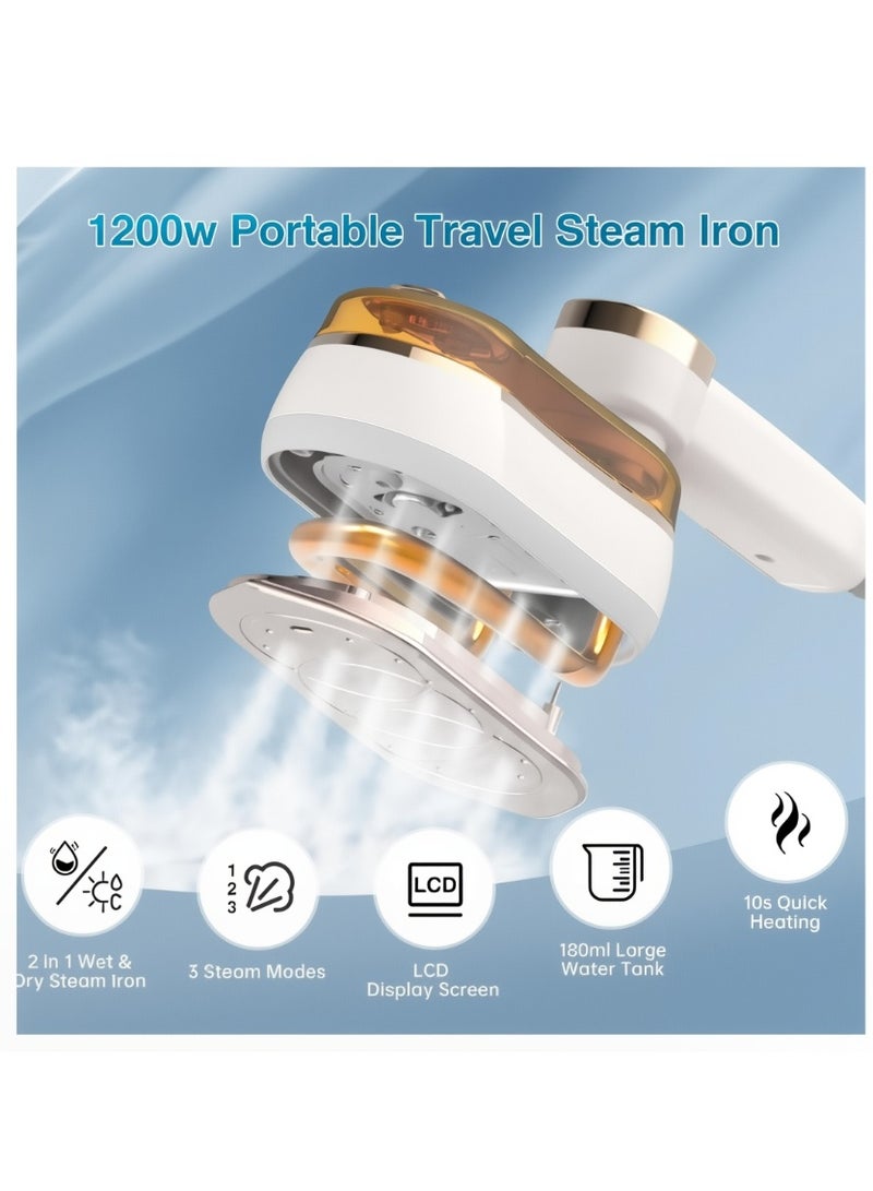 Ruinengda Portable Steam Irons Travel Steamer Iron, Dry u0026 Wet 2 in 1 Mini Steam Iron for Clothes, 180° Rotatable Portable Iron Steamer for Home, Travel, Dorm, Gifts, School, Office, Home Essential，1200W - Image 3