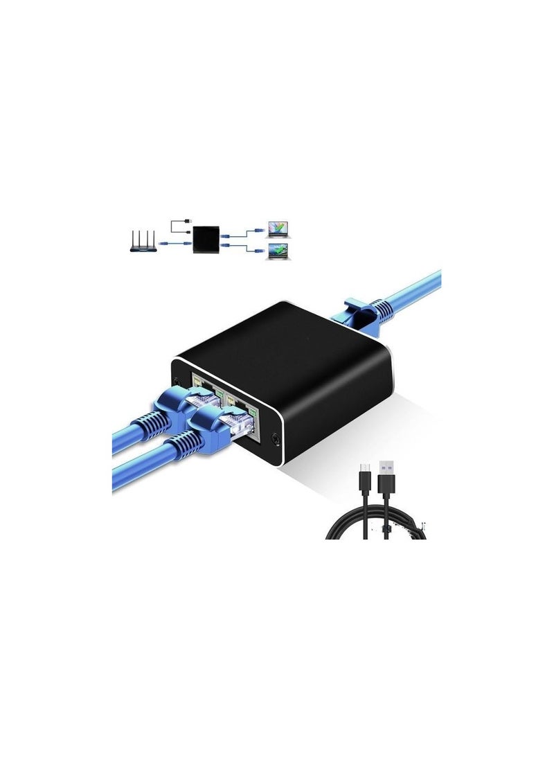 ماركة غير محددة مقسم إنترنت بسرعة 1000 ميجابت 1 إلى 2 مع كابل LAN – سبلتر RJ45 عالي السرعة لتوصيل جهازين  - Image 1