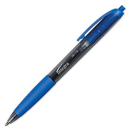 Integra Ballpoint Pen, Retractable, Non-refillable, Med. Pt., Blue Barrel/Ink (ITA36176) Category: Ballpoint Retractable Pens (12 Pack) - Image 1