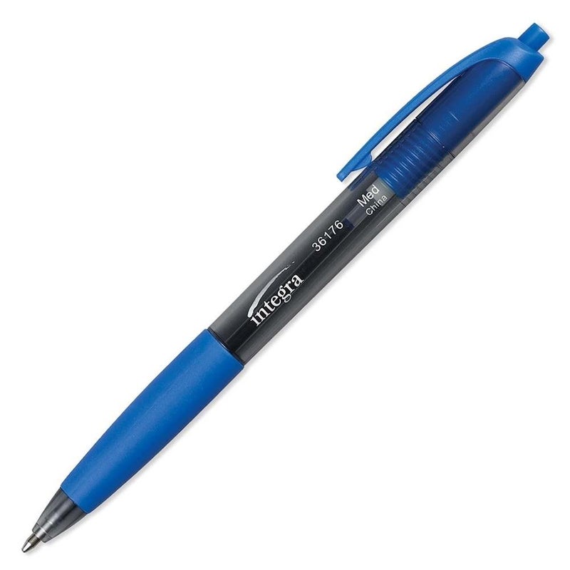 Integra Ballpoint Pen, Retractable, Non-refillable, Med. Pt., Blue Barrel/Ink (ITA36176) Category: Ballpoint Retractable Pens (12 Pack) - Image 2