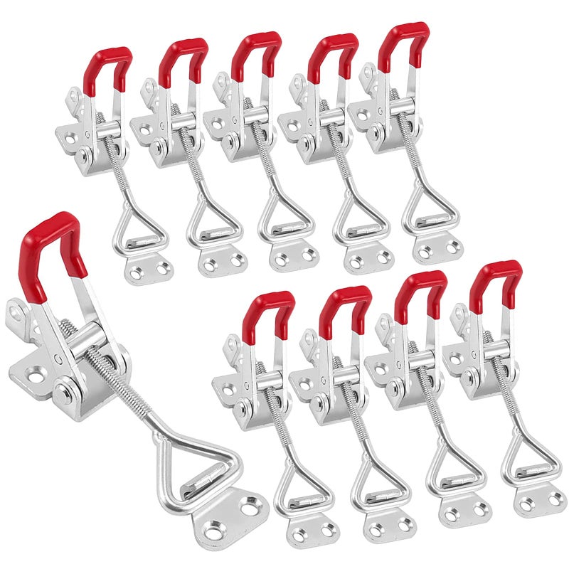 HOIGON 10 Pack 550 lbs Adjustable Toggle Latch Clamp 4002Hand Tool Quick Release Toggle Latch Hasp Clamp with Lock Hole for Door Box Case Trash Can Lid