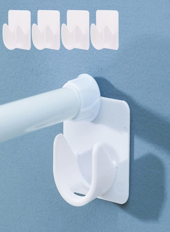 Resdenio Adhesive Shower Curtain Rod Holder - 4 Pack Curtain Rod Bracket No Drilling, Multifunction U Shape ABS Plastic Shower Rod Retainer for Bathroom Bedroom (Shower Curtain Rod Not Included) - Image 1