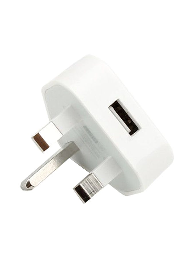 UAE 3 Pins Wall Charger USB Adapter Plug White - Image 2