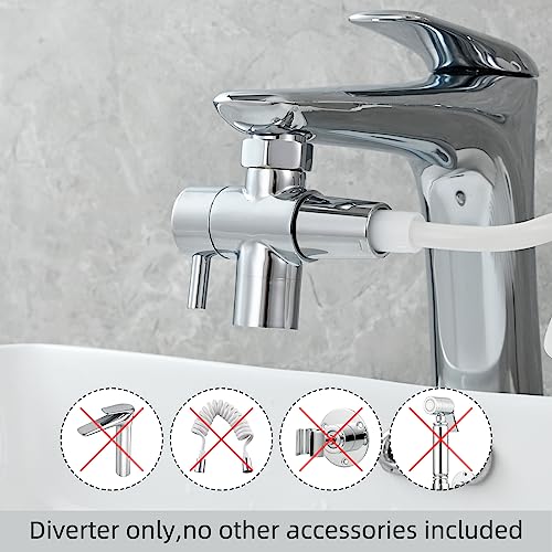 CIENCIA Tecmolog Sink Valve Diverter Faucet Splitter Brass Adapter 3 Way Faucet Diverter Valve, Sink Tap Replacement Part M22 X M24, Chrome, SBA021C - Image 2