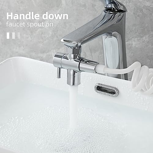 CIENCIA Tecmolog Sink Valve Diverter Faucet Splitter Brass Adapter 3 Way Faucet Diverter Valve, Sink Tap Replacement Part M22 X M24, Chrome, SBA021C - Image 3