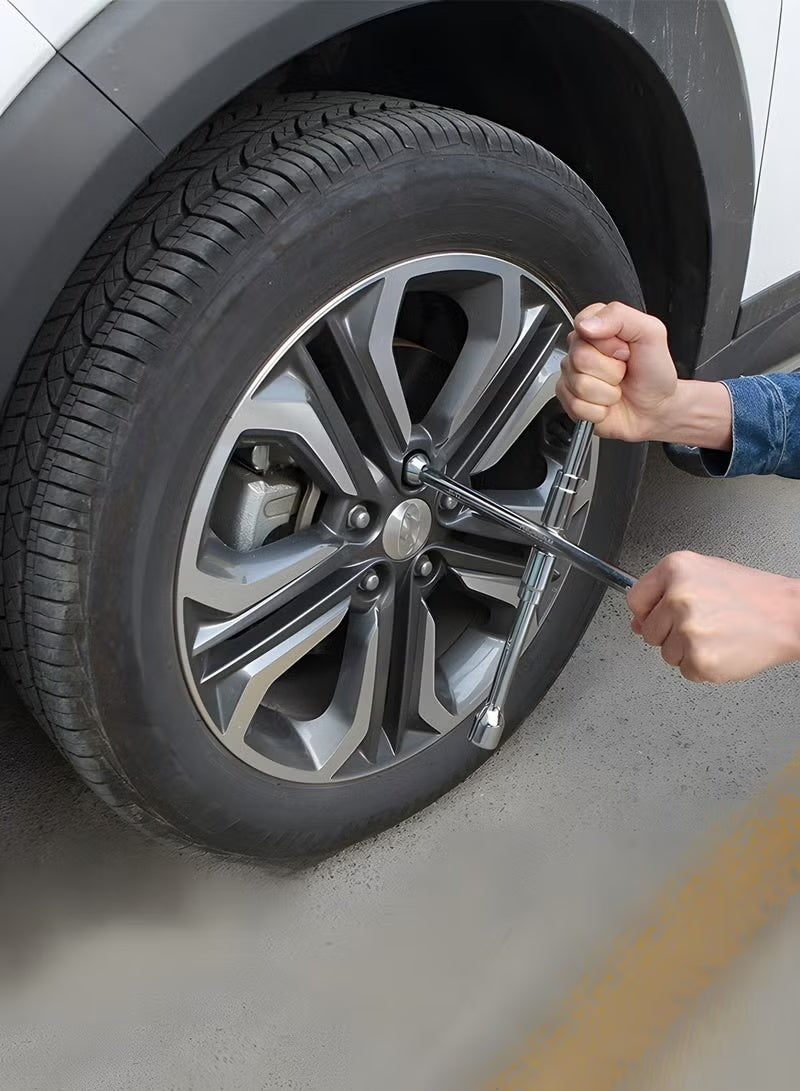 LJRN Multifunction Sliding Wrench Breaker Bar with 11/16 inch, 3/4 inch, 13/16 inch, and 7/8 inch (17, 19, 21, and 23 mm),4 Ports Universal Hexagon Spanner Wrench,Automotive Repair Tools - Image 3