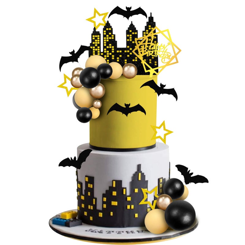 ZXSWEET Bat Cake Topper Happy Birthday Cake Decorations for Bat Theme Birthday Halloween Supplies - Image 2