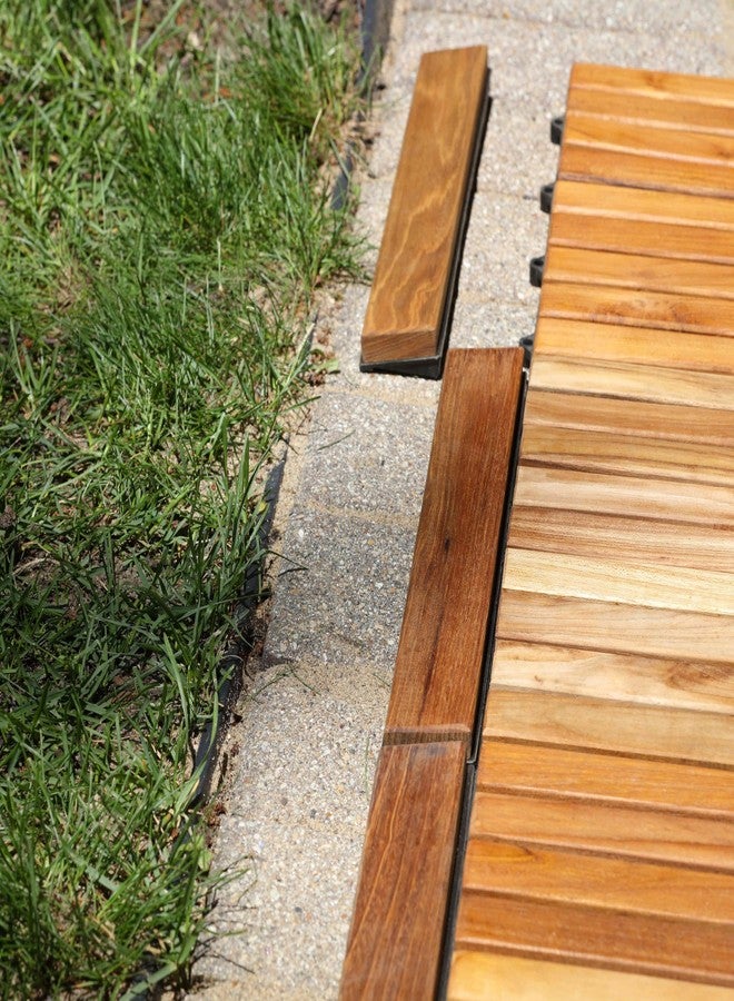 Bare Decor EZ-Floor End Pin-Side Trim Piece for Flooring in Solid Teak Wood (Set of 8), Brown - Image 4