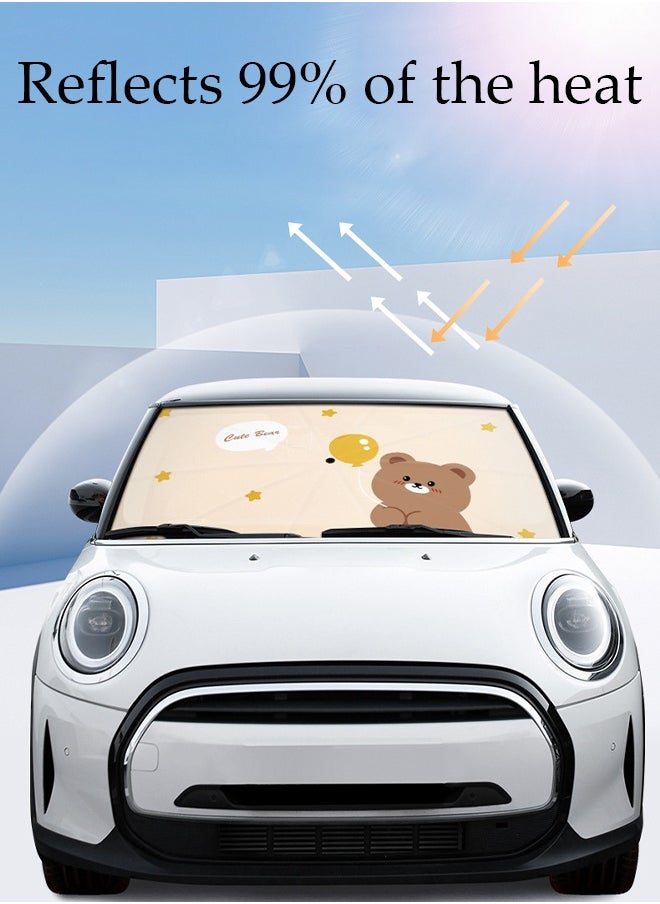 DUNISO Foldable Car Windshield Sunshade Umbrella with Cartoon Printing Pattern Protect Car from UV Rays and Heat Keeps Cars Cool Sunshade Cover for SUV Car Front Window,Sun Protection Car Sun Shade 138*80CM  - Image 4