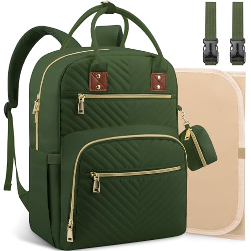 Tenot Baby Diaper Bag Backpack, Travel Diaper Bags for Girl Boy Large Capacity Baby Bag Backpack for Women Army Green - Image 1