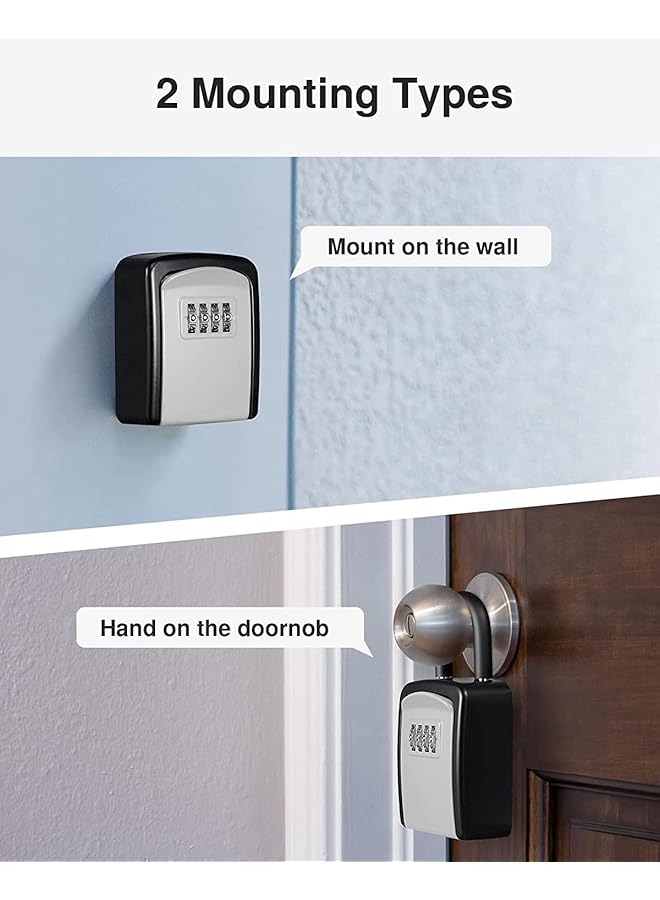 erorex Key Lock Box Waterproof Combination Lockbox Metal Key Lock Box 4 Digit Combination Key Storage Lockbox Metal Key Lock Box For Home Office Garage Apartment Spare Key Storage Grey - Image 4