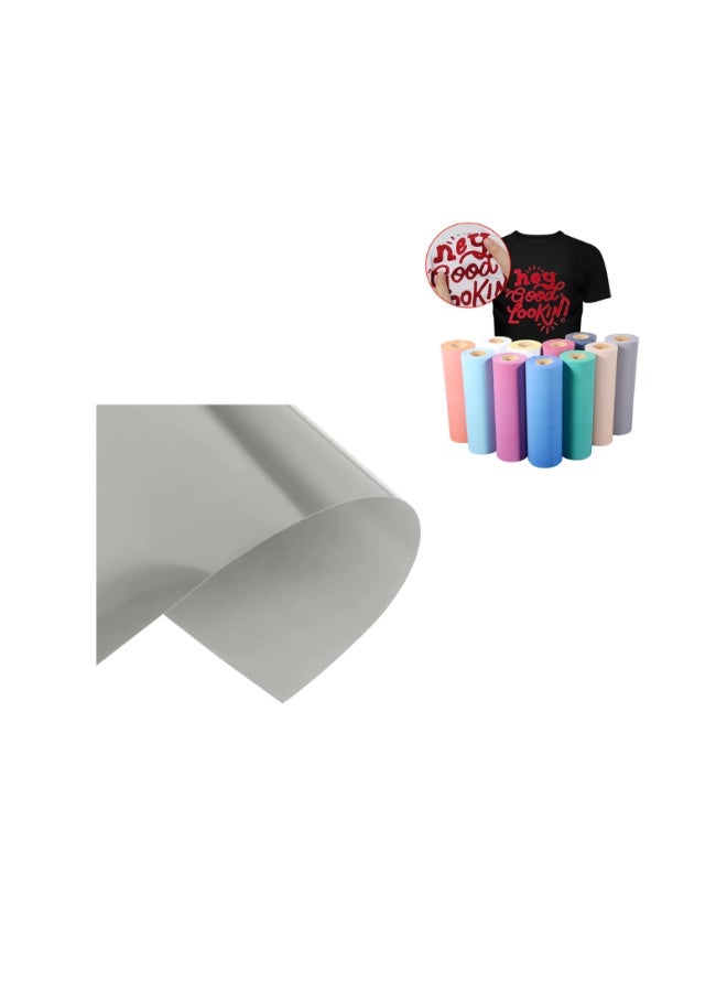 Kalon Flock HTV Heat Transfer Vinyl Roll – 12" x 10ft (3 Meter) Soft Velvety Iron-On Vinyl for T-Shirts, Apparel & DIY Crafts | Easy to Cut, Weed & Durable | Compatible with All Cutting Machines SILVER - Image 1